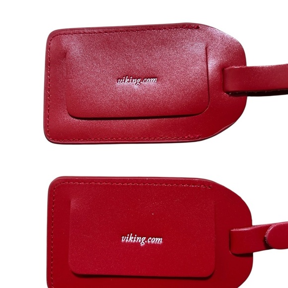 2 Viking Cruises Red Leather Luggage Tags Spell Out Logo - Picture 2 of 2
